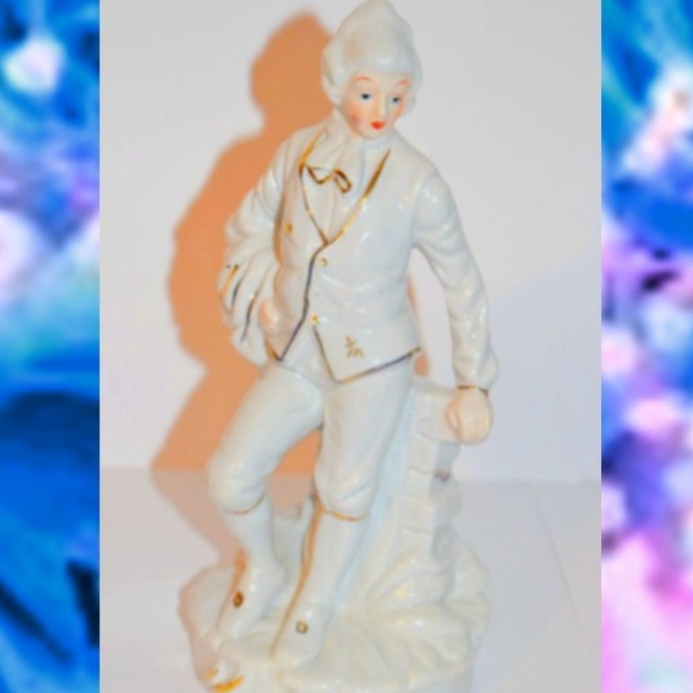 Collectible Vintage Porcelain Ceramic Figurine with 24K Gold Accent